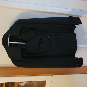 NINE WEST Wool Pea Coat Double Breasted Black Size 12
